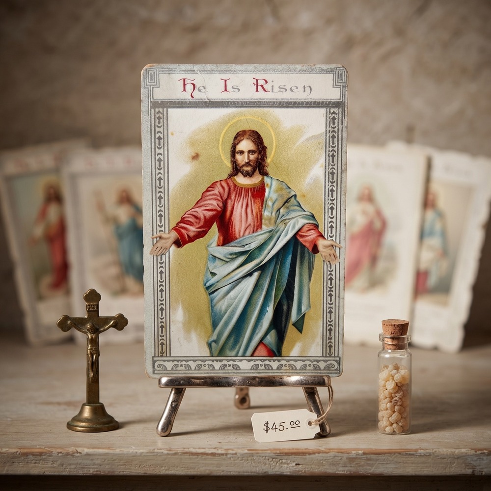 VTG Easter Postcard He Is Risen Jesus Christ Religious AMC‎ Unposted Lithograph